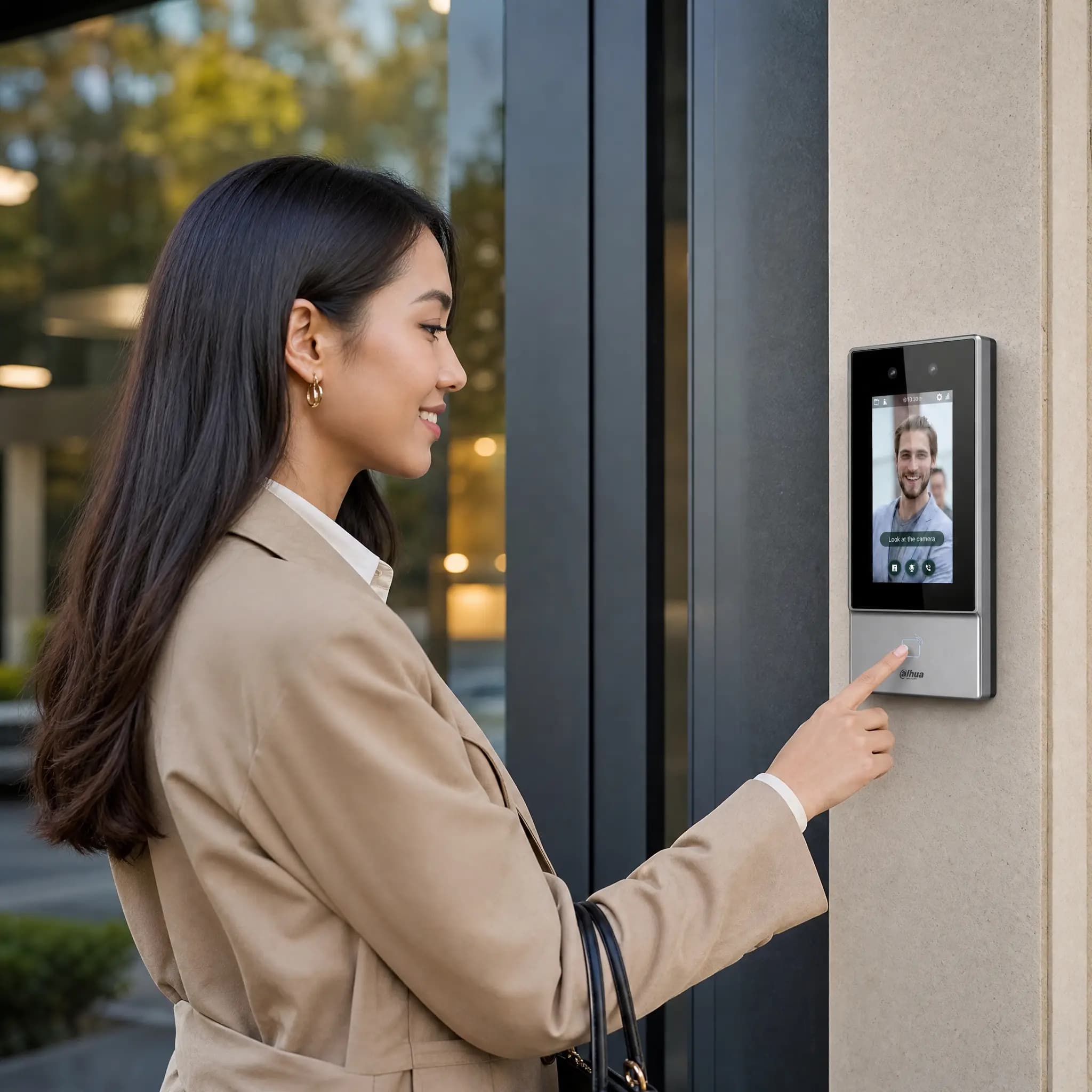 Жительница у Face ID домофона BUTA MEKEN